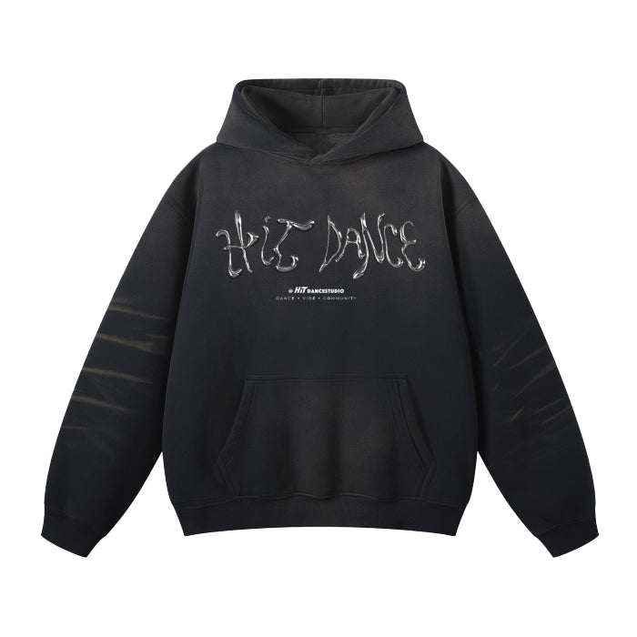 HIT CHROME Acid Washed Hoodie - Black – HIT Dance Studio